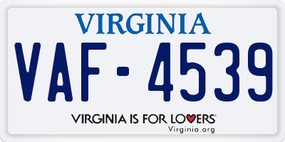 VA license plate VAF4539