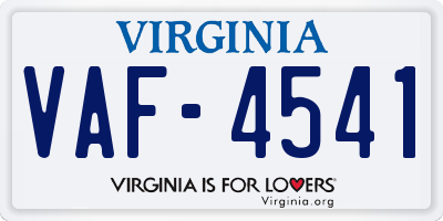 VA license plate VAF4541