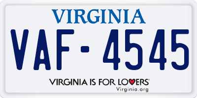 VA license plate VAF4545