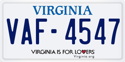 VA license plate VAF4547