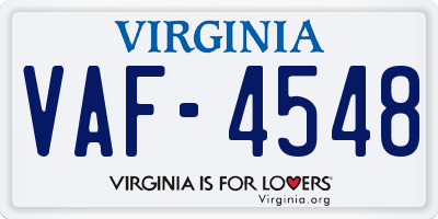 VA license plate VAF4548