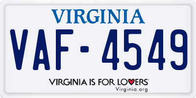VA license plate VAF4549