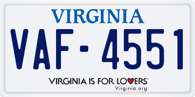VA license plate VAF4551