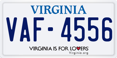 VA license plate VAF4556