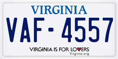 VA license plate VAF4557