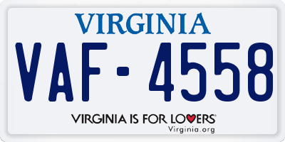 VA license plate VAF4558