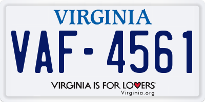 VA license plate VAF4561