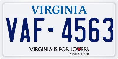 VA license plate VAF4563