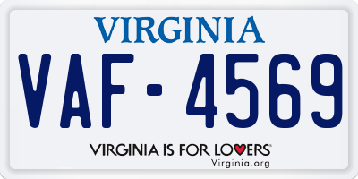 VA license plate VAF4569