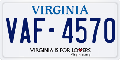 VA license plate VAF4570