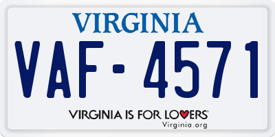 VA license plate VAF4571