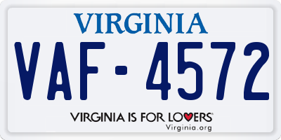 VA license plate VAF4572