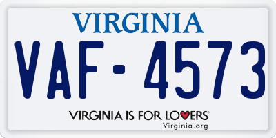VA license plate VAF4573