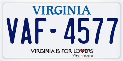 VA license plate VAF4577