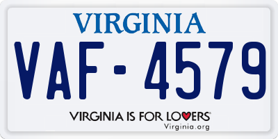 VA license plate VAF4579