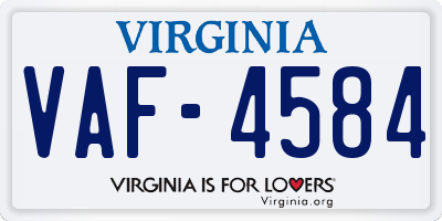 VA license plate VAF4584