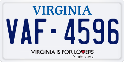 VA license plate VAF4596
