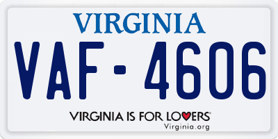 VA license plate VAF4606