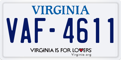 VA license plate VAF4611
