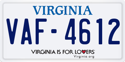 VA license plate VAF4612