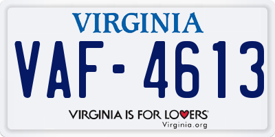 VA license plate VAF4613