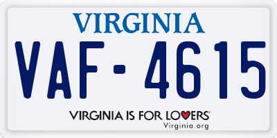 VA license plate VAF4615