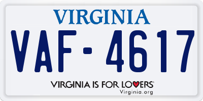 VA license plate VAF4617