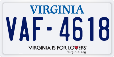 VA license plate VAF4618