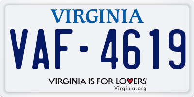 VA license plate VAF4619