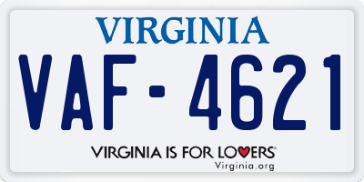 VA license plate VAF4621
