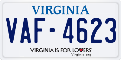 VA license plate VAF4623
