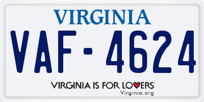 VA license plate VAF4624