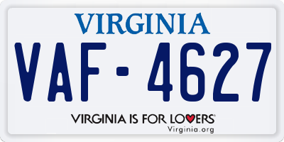 VA license plate VAF4627