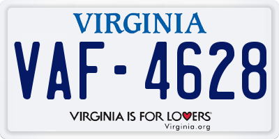 VA license plate VAF4628