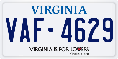 VA license plate VAF4629