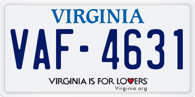 VA license plate VAF4631