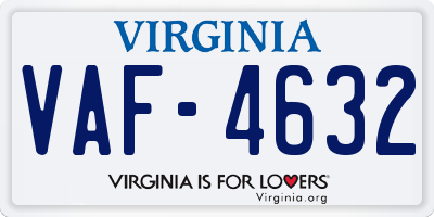 VA license plate VAF4632
