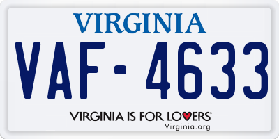 VA license plate VAF4633