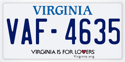 VA license plate VAF4635