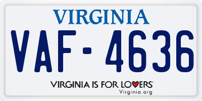 VA license plate VAF4636