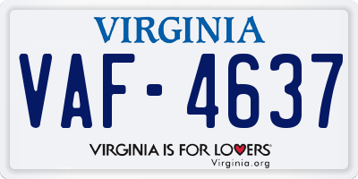 VA license plate VAF4637