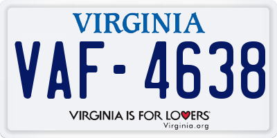 VA license plate VAF4638