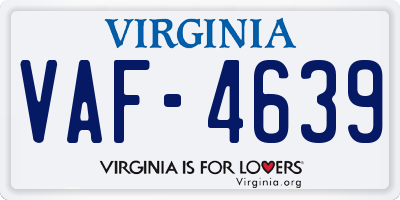 VA license plate VAF4639