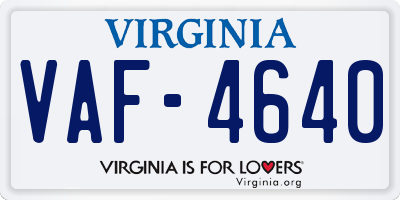 VA license plate VAF4640