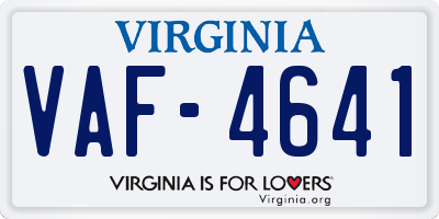 VA license plate VAF4641