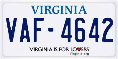 VA license plate VAF4642