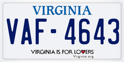 VA license plate VAF4643