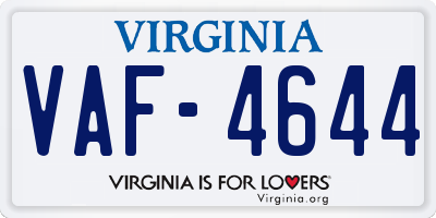 VA license plate VAF4644