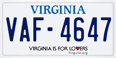 VA license plate VAF4647