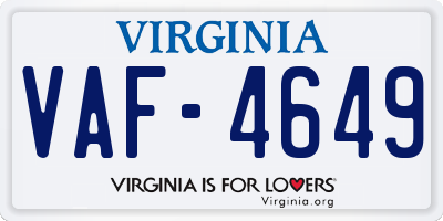 VA license plate VAF4649